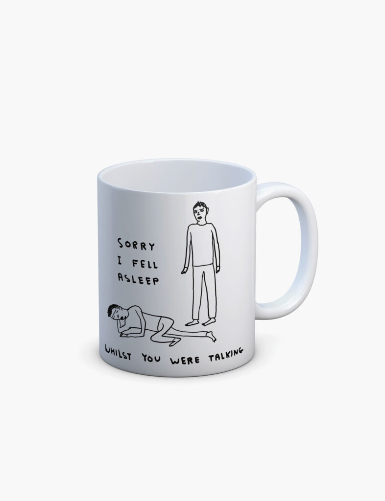 David Shrigley x Brainbox Candy Fell Asleep Talking mug